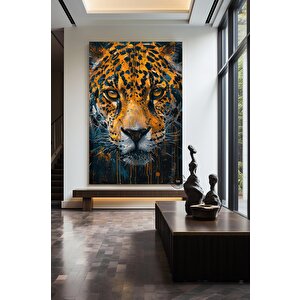 Jaguar Yağlı Boya Kanvas Tablo – Orman Temalı Hayvan Sanatı – Ofis Ve Bebek Odası