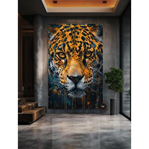 Jaguar Yağlı Boya Kanvas Tablo – Orman Temalı Hayvan Sanatı – Ofis Ve Bebek Odası