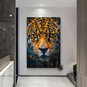 Jaguar Yağlı Boya Kanvas Tablo – Orman Temalı Hayvan Sanatı – Ofis Ve Bebek Odası