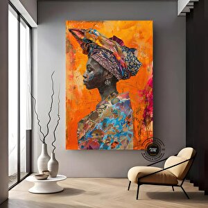 Afrika Kadın Portresi, Afro-amerikan Kültürü, Afrika Kabilesi Duvar Sanatı, Yağlı Boya