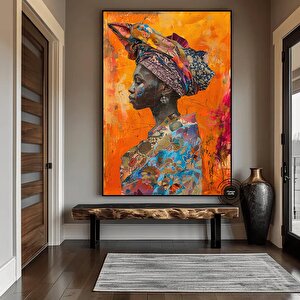 Afrika Kadın Portresi, Afro-amerikan Kültürü, Afrika Kabilesi Duvar Sanatı, Yağlı Boya