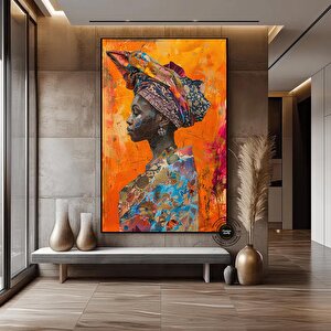Afrika Kadın Portresi, Afro-amerikan Kültürü, Afrika Kabilesi Duvar Sanatı, Yağlı Boya 60x90 cm