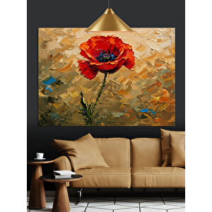 Turuncu Gelincik Çiçek Dekoratif Kanvas - Mdf Ahşap Tablo 50x70 cm