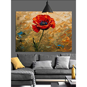 Turuncu Gelincik Çiçek Dekoratif Kanvas - Mdf Ahşap Tablo