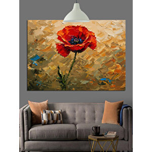 Turuncu Gelincik Çiçek Dekoratif Kanvas - Mdf Ahşap Tablo