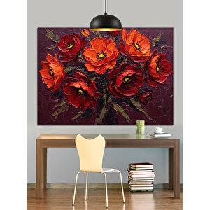 Kırmızı Çiçek Buketi Dekoratif Kanvas - Mdf Ahşap Tablo 25x35 cm