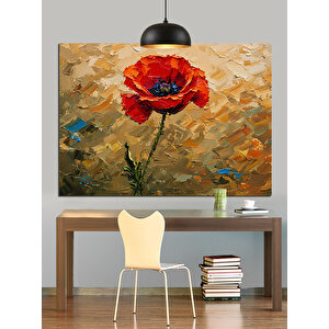 Turuncu Gelincik Çiçek Dekoratif Kanvas - Mdf Ahşap Tablo 70x100 cm