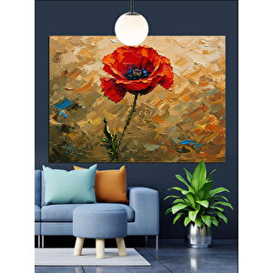 Turuncu Gelincik Çiçek Dekoratif Kanvas - Mdf Ahşap Tablo 70x100 cm