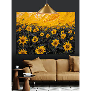 Sarı Güneş Çiçekleri Dekoratif Kanvas - Mdf Ahşap Tablo 70x100 cm
