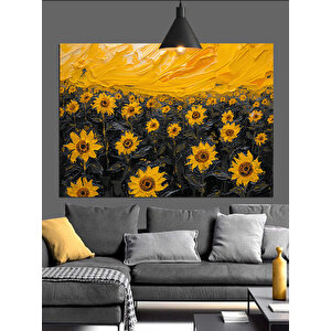 Sarı Güneş Çiçekleri Dekoratif Kanvas - Mdf Ahşap Tablo 70x100 cm