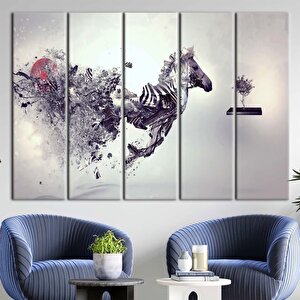 Soyut At Tablosu, Zebra Ve At Kanvası, Sürrealist Hayvan Sanatı 50x70 cm