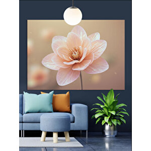 Solgun Pembe Çiçek Dekoratif Kanvas - Mdf Ahşap Tablo 70x100 cm