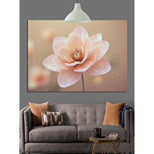 Solgun Pembe Çiçek Dekoratif Kanvas - Mdf Ahşap Tablo