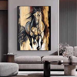 Soyut Siyah At Tablosu Kanvasta, Büyük At Kanvas Duvar Sanatı 50x70 cm