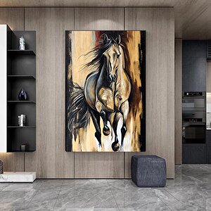 Soyut Siyah At Tablosu Kanvasta, Büyük At Kanvas Duvar Sanatı 50x70 cm