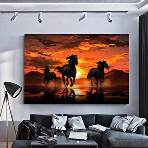 Koşan Atlar Kanvası, Yürüyen At Posteri, Renkli At Temalı Ev Dekoru