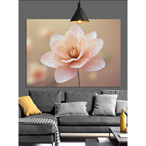 Solgun Pembe Çiçek Dekoratif Kanvas - Mdf Ahşap Tablo
