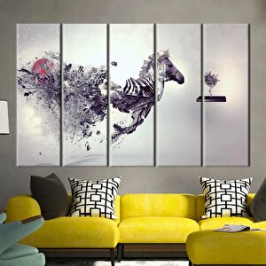 Soyut At Tablosu, Zebra Ve At Kanvası, Sürrealist Hayvan Sanatı