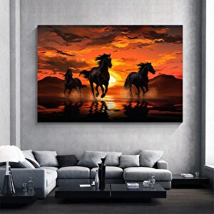 Koşan Atlar Kanvası, Yürüyen At Posteri, Renkli At Temalı Ev Dekoru