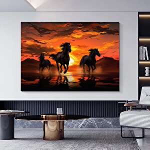 Koşan Atlar Kanvası, Yürüyen At Posteri, Renkli At Temalı Ev Dekoru 40x60 cm