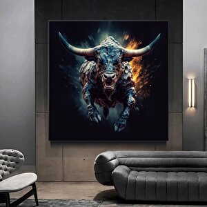 Boğa Posteri, Uzun Boynuzlu Boğa Posteri, İnek Posteri, Boğa Kanvas Baskı 50x50 cm