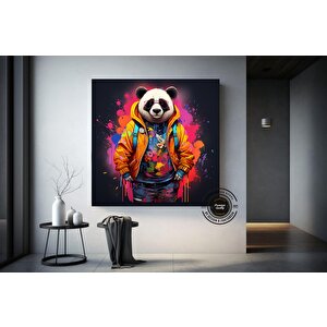 Panda Kanvas Sanatı; Panda Baskısı; Çok Renkli Graffiti; Panda Graffiti Sanatı; Banksy Tarzı