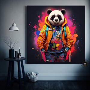 Panda Kanvas Sanatı; Panda Baskısı; Çok Renkli Graffiti; Panda Graffiti Sanatı; Banksy Tarzı