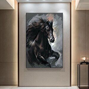 Siyah At Kanvas Baskısı – Vahşi At Duvar Sanatı