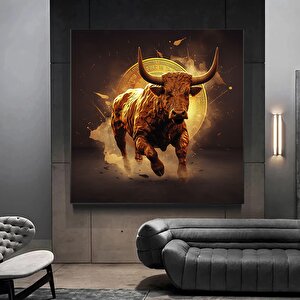 Boğa Posteri; Longhorn Boğa Posteri; İnek Posteri; Boğa Kanvas Baskı; Boğa Tablo; Duvar Sanatı; Kanv 60x60 cm