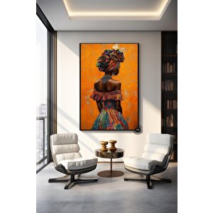 Afrikalı Kadın Portresi Kanvas | Yağlı Boya | Modern Ev Dekoru 120x180 cm