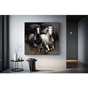 İki At Kanvası, At Kanvas Sanatı, Hayvan Duvar Sanatı, Kanvas Duvar Sanatı, Modern Duvar Sanatı