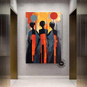 Afrika Kadın Portresi, Afro-amerikan Kültürü, Afrika Kabilesi Duvar Sanatı, Yağlı Boya 100x200 cm