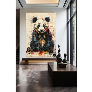 Graffiti Panda Duvar Sanatı; Renkli Hayvan Tablosu; Modern Panda Dekoru; Büyük Çok Renkli Sanat Baskı