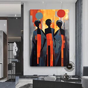 Afrika Kadın Portresi, Afro-amerikan Kültürü, Afrika Kabilesi Duvar Sanatı, Yağlı Boya 100x150 cm