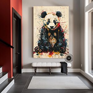 Graffiti Panda Duvar Sanatı; Renkli Hayvan Tablosu; Modern Panda Dekoru; Büyük Çok Renkli Sanat Baskı 90x180 cm