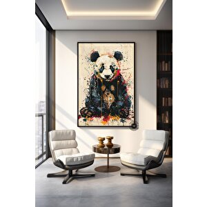 Graffiti Panda Duvar Sanatı; Renkli Hayvan Tablosu; Modern Panda Dekoru; Büyük Çok Renkli Sanat Baskı 90x180 cm