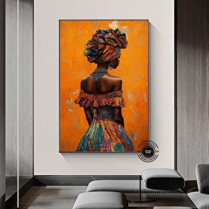 Afrikalı Kadın Portresi Kanvas | Yağlı Boya | Modern Ev Dekoru 80x150 cm