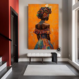 Afrikalı Kadın Portresi Kanvas | Yağlı Boya | Modern Ev Dekoru 80x150 cm