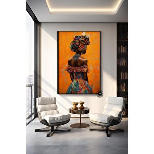 Afrikalı Kadın Portresi Kanvas | Yağlı Boya | Modern Ev Dekoru 80x150 cm