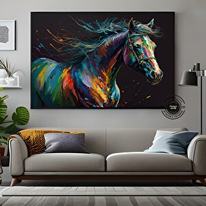 Soyut At Tablosu, Büyük Boy Renkli At Kanvas Baskısı, Yatak Üstü Duvar Dekoru, Hayvan Severlere Özel