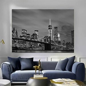 Siyah-beyaz New York Kanvas Baskısı; Nyc Duvar Dekoru; Nyc Ev Dekoru; Modern New York Duvar Sanatı; 90x180 cm