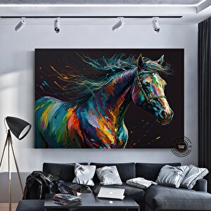 Soyut At Tablosu, Büyük Boy Renkli At Kanvas Baskısı, Yatak Üstü Duvar Dekoru, Hayvan Severlere Özel