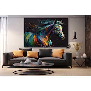 Soyut At Tablosu, Büyük Boy Renkli At Kanvas Baskısı, Yatak Üstü Duvar Dekoru, Hayvan Severlere Özel