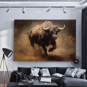 Boğa Kanvas Tablosu; Renkli Boğa; Boğa Resim Sanatı; Boğa Duvar Dekoru; Yayla İneği; Soyut Boğa Kanv