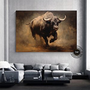 Boğa Kanvas Tablosu; Renkli Boğa; Boğa Resim Sanatı; Boğa Duvar Dekoru; Yayla İneği; Soyut Boğa Kanv