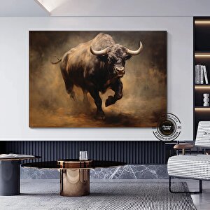 Boğa Kanvas Tablosu; Renkli Boğa; Boğa Resim Sanatı; Boğa Duvar Dekoru; Yayla İneği; Soyut Boğa Kanv 50x70 cm