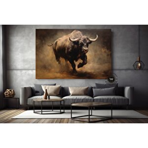 Boğa Kanvas Tablosu; Renkli Boğa; Boğa Resim Sanatı; Boğa Duvar Dekoru; Yayla İneği; Soyut Boğa Kanv