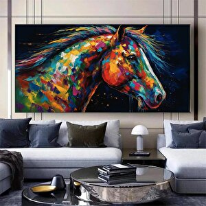 Hayvan Sanatı: Atlar Kanvas Tablosu; Oturma Odası İçin Modern Soyut Baskılar; Poster 40x80 cm