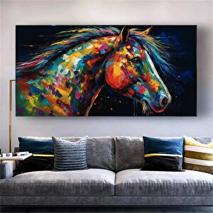 Hayvan Sanatı: Atlar Kanvas Tablosu; Oturma Odası İçin Modern Soyut Baskılar; Poster 40x80 cm