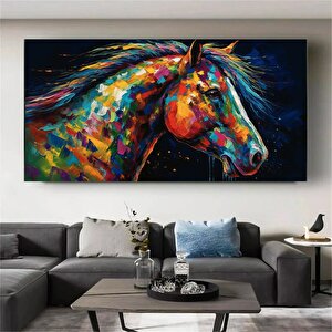 Hayvan Sanatı: Atlar Kanvas Tablosu; Oturma Odası İçin Modern Soyut Baskılar; Poster 75x150 cm